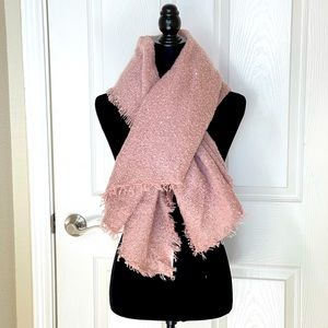 Pink Cozy Blanket Scarf Oversized Winter Wrap Long Fringe Shawl Sequin Outerwear